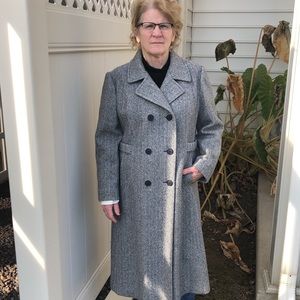 Vintage Herringbone long wool coat